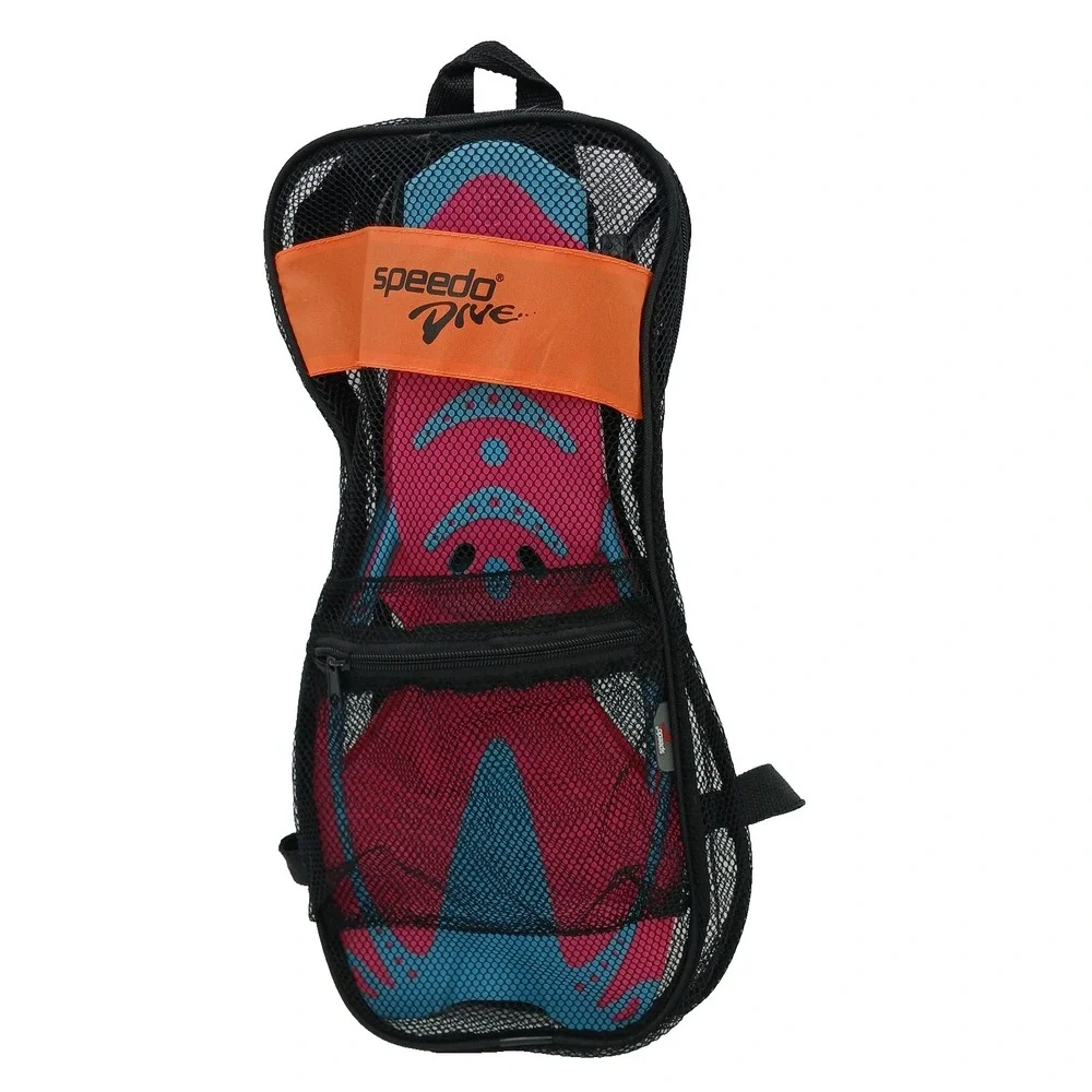 Speedo Dive Diving Flippers Youth Jr Size L/XL US 1-4 Mesh Bag Pink‎ & Blue